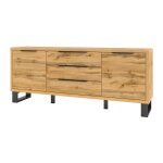 Meublorama - buffet, bahut, enfilade milo deux portes, trois tiroirs. coloris chêne avec finition noire. ... Meublorama - buffet, bahut, enfilade milo deux portes, trois tiroirs. coloris chêne avec finition noire. ...