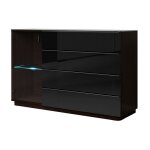 Meublorama - buffet tonga 138x87. 5x43. 5 cm avec 4 tiroirs, 1 porte et led, coloris wengé Meublorama - buffet tonga 138x87. 5x43. 5 cm avec 4 tiroirs, 1 porte et led, coloris wengé