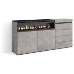 Buffet, bahut, meuble de rangement, 157x75x35 cm, chambre � coucher, pi�ce, chemin�e �lectrique, commode, ...