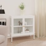 Buffet, bahut, meubles de rangement, commodes blanc 70x35x70 cm acier et verre wfe443755 design in