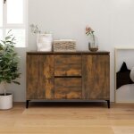 Buffet bahut meuble de rangement commode chne fum 104x35x70 cm bois d'ingnierie 73699
