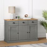 Buffet?bahut? meuble de rangement pour salon, salle  manger avec tiroirs vigo 113x40x75 cm gris bois ...