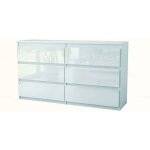 Dusine - buffet bahut tazma 140 cm caisson mat 18 mm avec 6 tiroirs blanc laque