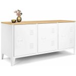 Idmarket - buffet bas 113 cm ester 3 portes mtal blanc plateau bois design industriel