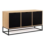 Idmarket - buffet bas 3 portes noires 113 cm boston design industriel
