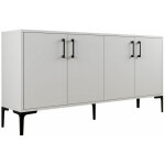 Buffet bas 4 portes vranus 160cm bois blanc et m�tal noir