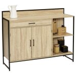 Buffet bas de cuisine 120 cm detroit plan de travail h. 83 cm 2 portes + tiroir design industriel Buffet bas de cuisine 120 cm detroit plan de travail h. 83 cm 2 portes + tiroir design industriel