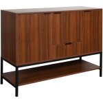 Buffet bas en dcor noyer et pieds et poignes en mtal noir l110cm - buffet haut. vaisselier. 3 portes. ...