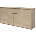 Buffet bas - panneaux de particules - décor chene dakota - 4 portes + 1 tiroir - betty - l 185 x p 46 ... Buffet bas - panneaux de particules - décor chene dakota - 4 portes + 1 tiroir - betty - l 185 x p 46 ...