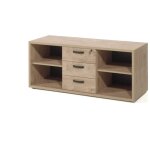 Buffet bas de rangement pour bureau 4 niches et 3 tiroirs coloris chêne doré collection depé Buffet bas de rangement pour bureau 4 niches et 3 tiroirs coloris chêne doré collection depé