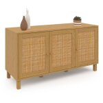 Idmarket - buffet bas vintage 113 cm hanae 3 portes effet naturel cannage