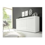 Buffet basico - dcor blanc laqu brillant - 3 portes - l160 x p42 x h85, 8 cm