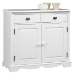 Beaux meubles pas chers - buffet blanc 2 portes 2 tiroirs charme 2 niches l 101 h 90 p 42 cm - blanc