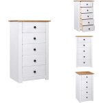 Buffet blanc 46x40x89 cm pin gamme panama - buffet blanc - meuble rangement - commode tiroir - mobilier ...