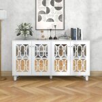 Wishdor - buffet blanc en miroir avec poignées en cristal, 4 portes, et éragères réglables, 60x40x84 ... Wishdor - buffet blanc en miroir avec poignées en cristal, 4 portes, et éragères réglables, 60x40x84 ...