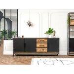 Bobochic - buffet 3 portes 200 cm beaubourg bois massif de manguier