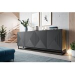 Bobochic - buffet 4 portes 200 cm alice pieds en m�tal gris fonc�