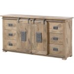 Buffet en bois de manguier 170x45x90, vernis beige, railway 393