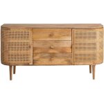 Made in meubles ? buffet en bois de manguier et rotin palma ? dimensions 80x160x40 cm ? rangement avec ...
