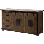 Massivmoebel24 ? buffet en bois de manguier huil� ? style industriel et used - look ? 2 portes coulissantes ...