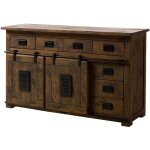 Massivmoebel24 - buffet en bois de manguier 150x45x90 marron laqu railway 420