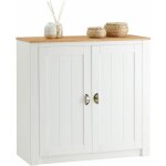 Idimex ? buffet salle � manger bolton 91 cm ? bois massif blanc et brun ? 2 tiroirs et 4 tablettes ? ...