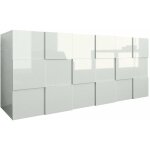 Les tendances ? buffet blanc brillant en m�lamine 180x42x84 cm ? design effet damier ? 3 portes r�versibles ...