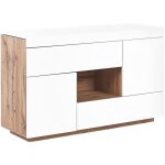 Beliani ? buffet bureau blanc et bois clair ? plateau coulissant ? 2 tiroirs � fermeture amortie ? 2 ...