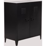 Sklum - buffet casier 2 portes en acier pohpli noir de carbone