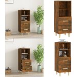 Vidaxl - buffet ch�ne fum� 34, 5x34x90 cm bois d'ing�nierie - buffet - meuble de rangement - commode ...
