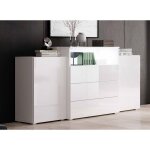 Deco in paris - buffet commodes 2 portes 3 tiroirs blanc laqué avec led - marcel Deco in paris - buffet commodes 2 portes 3 tiroirs blanc laqué avec led - marcel