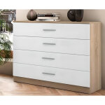 Buffet commode, meuble de rangement coloris chêne cambrian, blanc - longueur 100 x profondeur 40 x hauteur ... Buffet commode, meuble de rangement coloris chêne cambrian, blanc - longueur 100 x profondeur 40 x hauteur ...