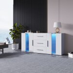 Buffet commode buffet meuble de rangement meuble tv, meuble bas, avec lumires led 16 couleurs pour salle ...