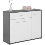 Idimex ? buffet salle � manger coraline l 88 cm ? m�lamin� gris mat et blanc ? 1 tiroir et 3 portes ? ...