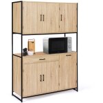 Idmarket - buffet de cuisine 120 cm detroit meuble 6 portes design industriel + tiroir