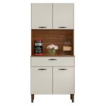 Buffet de cuisine 4 portes 1 tiroir noyer et blanc largeur 74. 5 cm