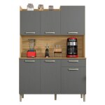 Beaux meubles pas chers - buffet de cuisine 6 portes 1 tiroir ch�ne et gris largeur 122 cm