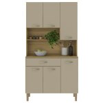 Buffet de cuisine 6 portes 1 tiroir chne vanille 7 niches l 90. 9 x173. 5 x36. 3 cm