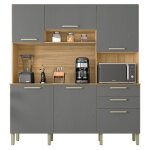 Beaux meubles pas chers - buffet de cuisine 6 portes 2 tiroirs chne et gris l 180. 2 h 198 p 38. 8 cm ...