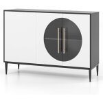 Buffet de cuisine bas 120x35x80cm - charge 105kg - portes en verre - pieds en métal - Étagères réglables ... Buffet de cuisine bas 120x35x80cm - charge 105kg - portes en verre - pieds en métal - Étagères réglables ...
