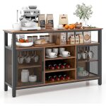 Costway buffet cuisine, buffet bas 140 cm avec 8 porte - bouteilles, 6 rangées de porte - verres, 2 placards ... Costway buffet cuisine, buffet bas 140 cm avec 8 porte - bouteilles, 6 rangées de porte - verres, 2 placards ...