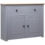 Maison chic - buffet de cuisine buffet bas - meuble de rangement - gris 93x40x80 cm pin solide assortiment ...