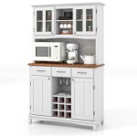 Buffet cuisine, buffet haut 3 tiroirs et 4 placards � porte, grand plateau pour micro - onde, armoire ...
