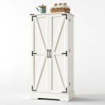 Buffet de cuisine style campagne 128, 5 cm avec led, portes battantes et �tag�res r�glables