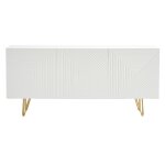 Miliboo - buffet design blanc et m�tal dor� 3 portes l160 cm ozen