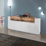 Buffet design blanc moderne bois 200cm 4 placards corona side