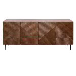 Buffet design en bois fonc chne massif grav et mtal noir 4 portes l180 cm archipel