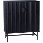 Sweeek - buffet effet bois  rainures noires. buffet haut. vaisselier. deux portes et une tagre bazalt ...