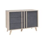 Meublorama - buffet enfilade bahut petit modle malmo chne clair et gris bton