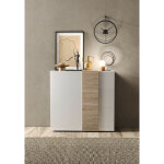 Azura home design - buffet haut 2 portes venus blanc laqu brillant / kadiz 121x114x44 cm